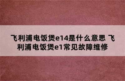 飞利浦电饭煲e14是什么意思 飞利浦电饭煲e1常见故障维修